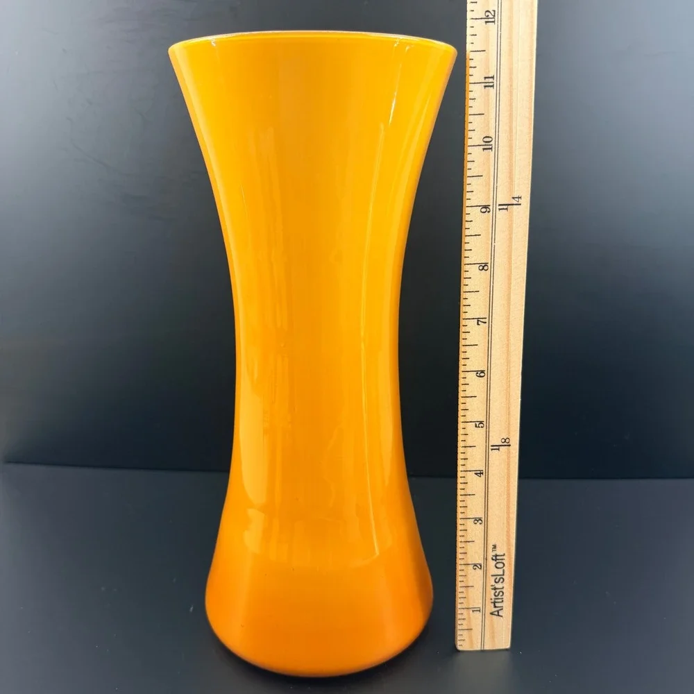 Vintage Orange Cased Glass Bittersweet Hourglass Vase MCM
